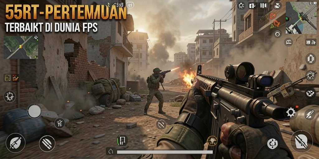 Gameplay mendebarkan dalam 55RT saat bertempur dengan musuh.