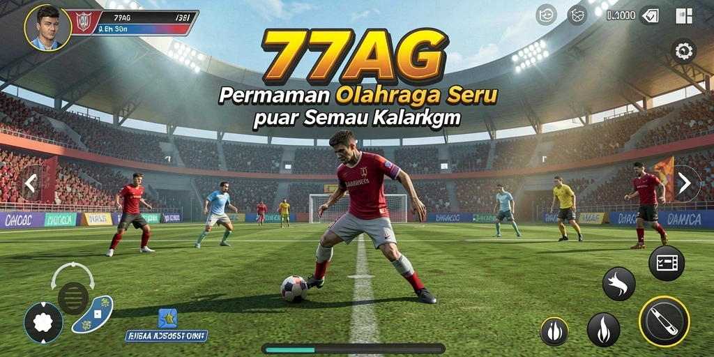 Tampilan gameplay seru dari 77AG yang menampilkan aksi olahraga mendebarkan.