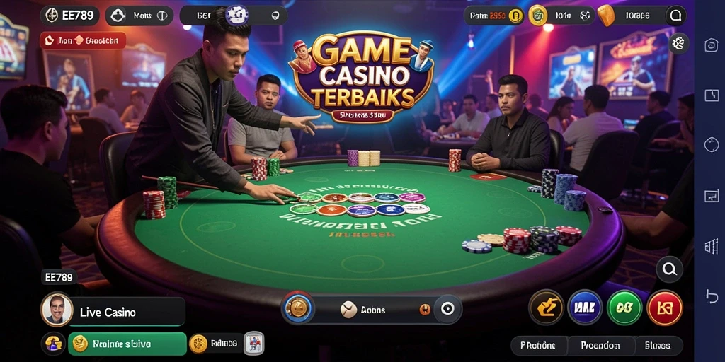 Tampilan gameplay Live Casino yang seru dan interaktif di EE789.