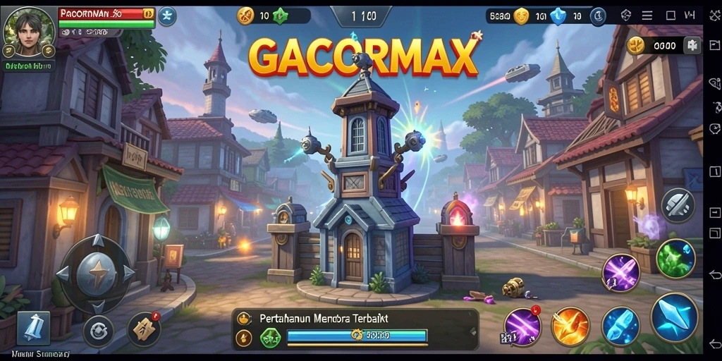 Tangkapan layar GACORMAX menampilkan pertempuran seru dalam permainan Tower Defense.