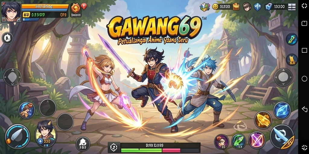 Tampilan gameplay seru di GAWANG69 dengan karakter Anime menarik.
