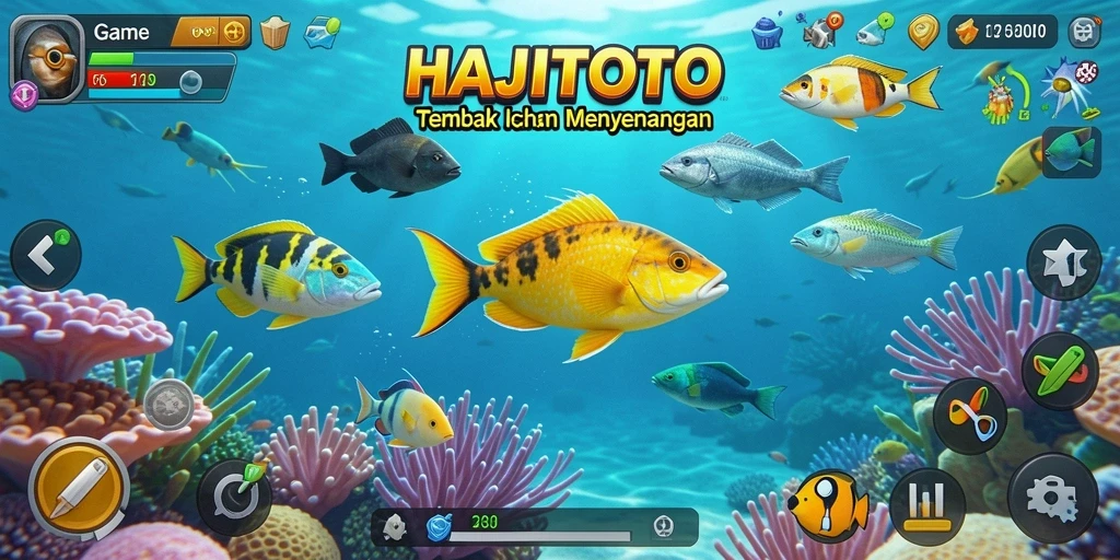 Tampilan memukau dari gameplay HAJITOTO saat menembak ikan.