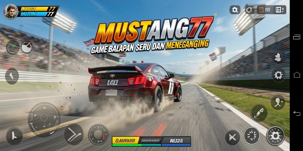 Gameplay balapan menegangkan di MUSTANG77 dengan mobil cepat.