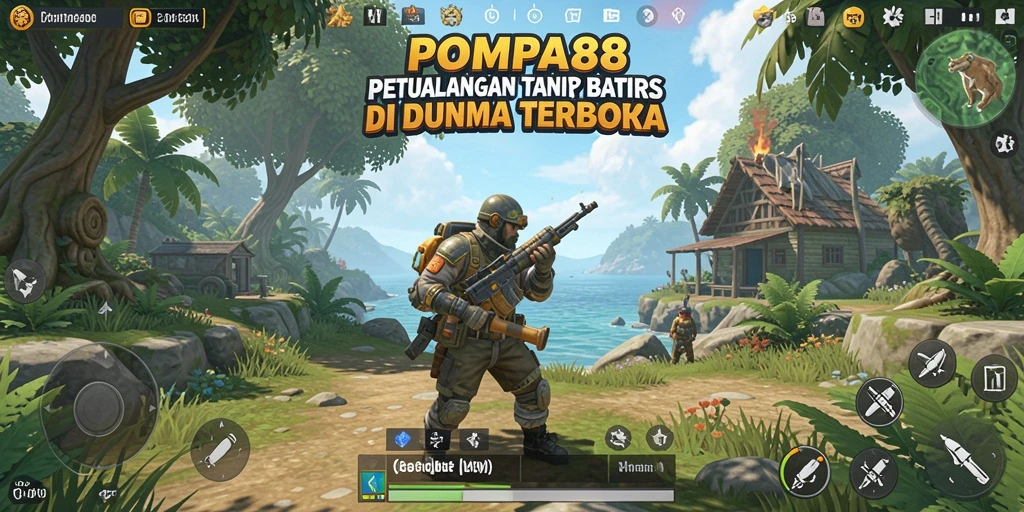 Screenshot gameplay POMPA88 menampilkan petualangan seru di dunia terbuka.