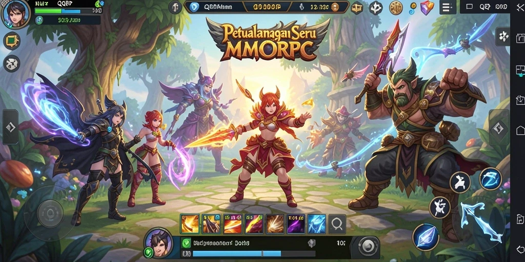 Tampilan gameplay QQRP menghadirkan aksi seru dalam dunia MMORPG.
