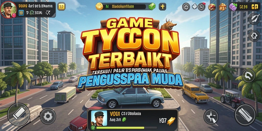 Tangkapan layar gameplay V07 menampilkan dunia Tycoon yang dinamis.
